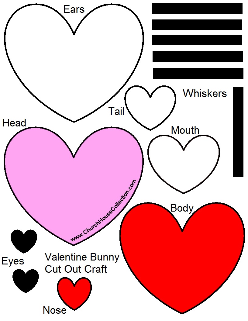 Valentine's Day Bunny Rabbit Heart Cutout Craft For Kids